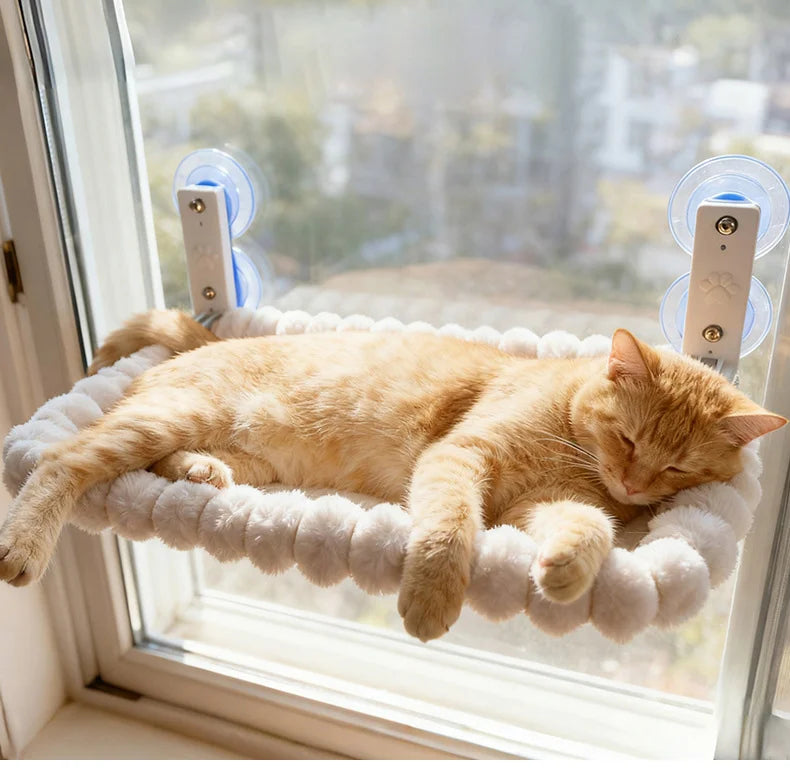 Cat Window Perch Hammock — Plush Suction Cup Bed for Sunny Naps & Bird Watching