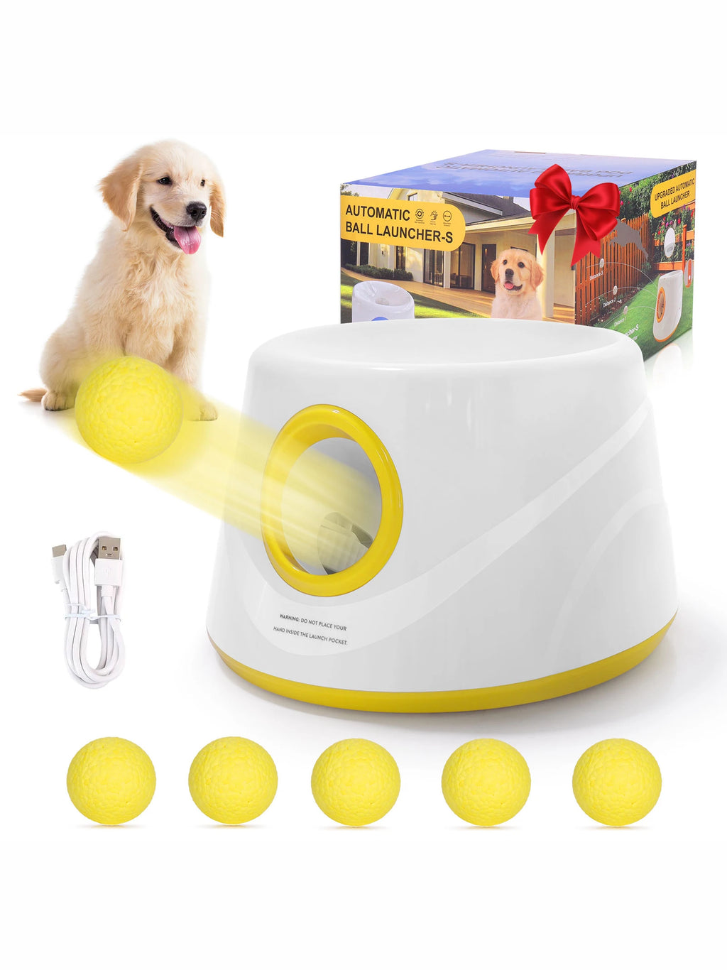 Automatic Dog Ball Launcher — Hands-Free Interactive Fetch Machine with Adjustable Distance