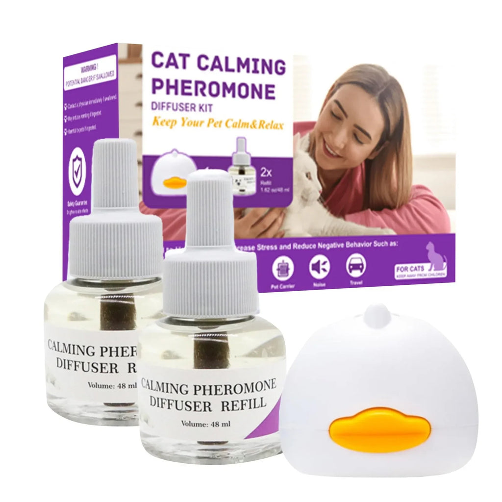 Calming Pheromone Diffuser Kit for Pets — Anti-Anxiety Stress Relief with 2 Refills Included