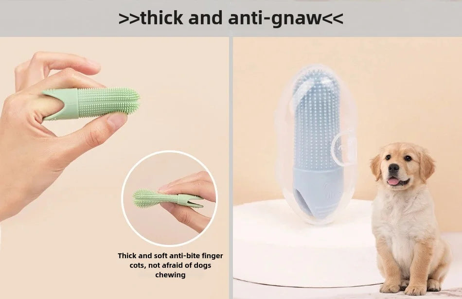 Pet Dental Care Kit — Soft Silicone Finger & Dual-Head Toothbrush for Dogs & Cats