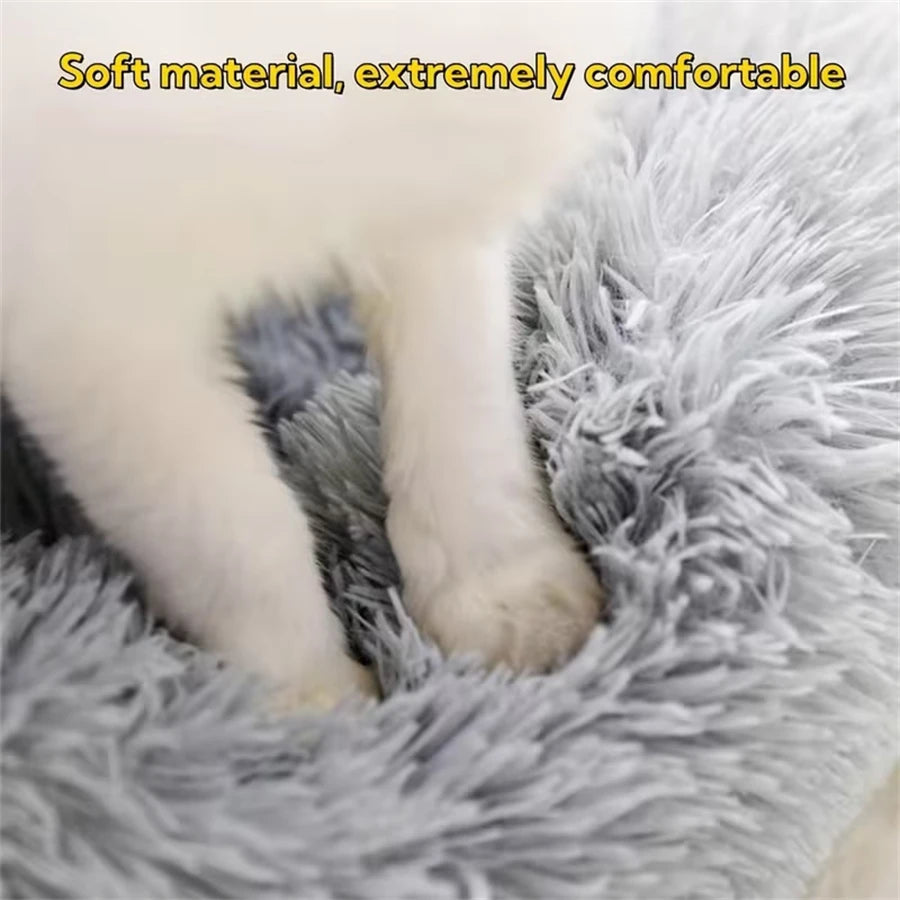 Calming Donut Bed for Dogs & Cats — Anti-Anxiety Fluffy Cloud Pet Bed
