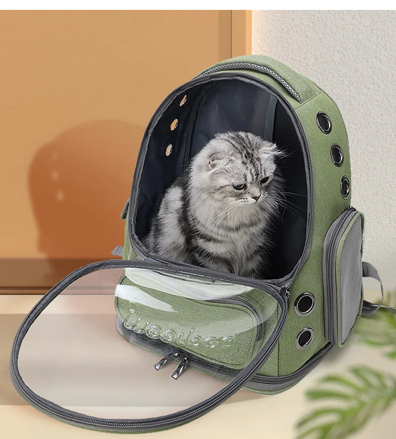 Cat Backpack Carrier with Bubble Window — Ventilated Astronaut Travel Bag