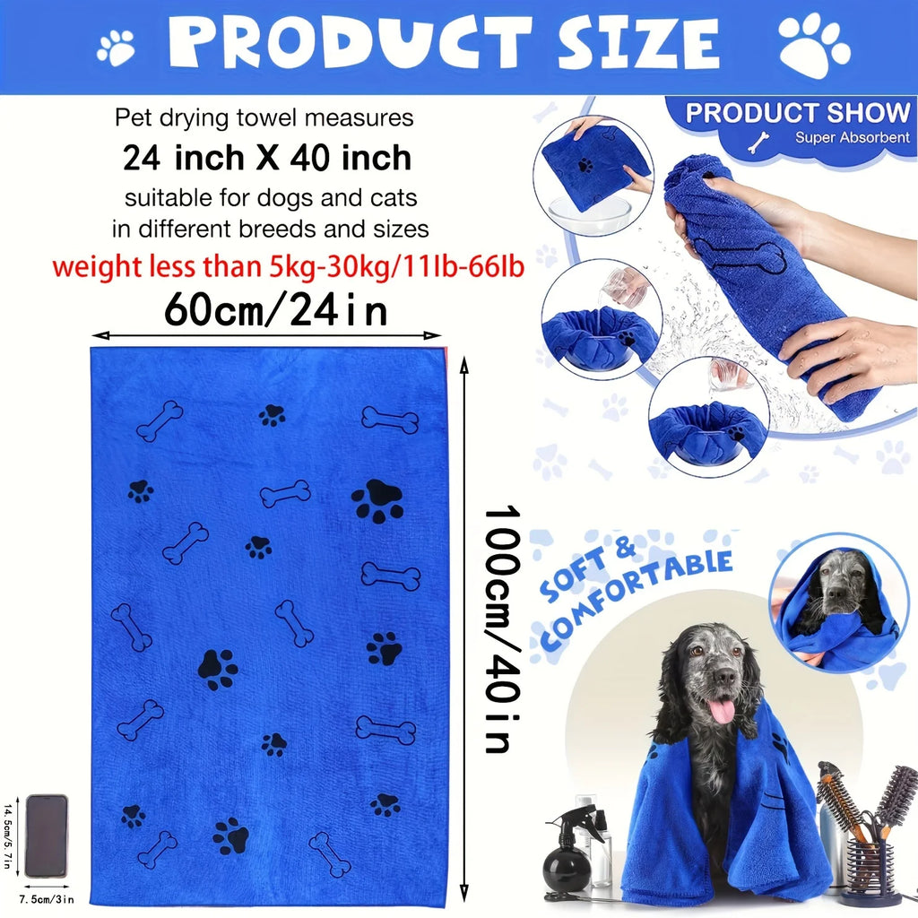 Pet Drying Robe — Super Absorbent Microfiber Bathrobe for Dogs After Bath or Rain