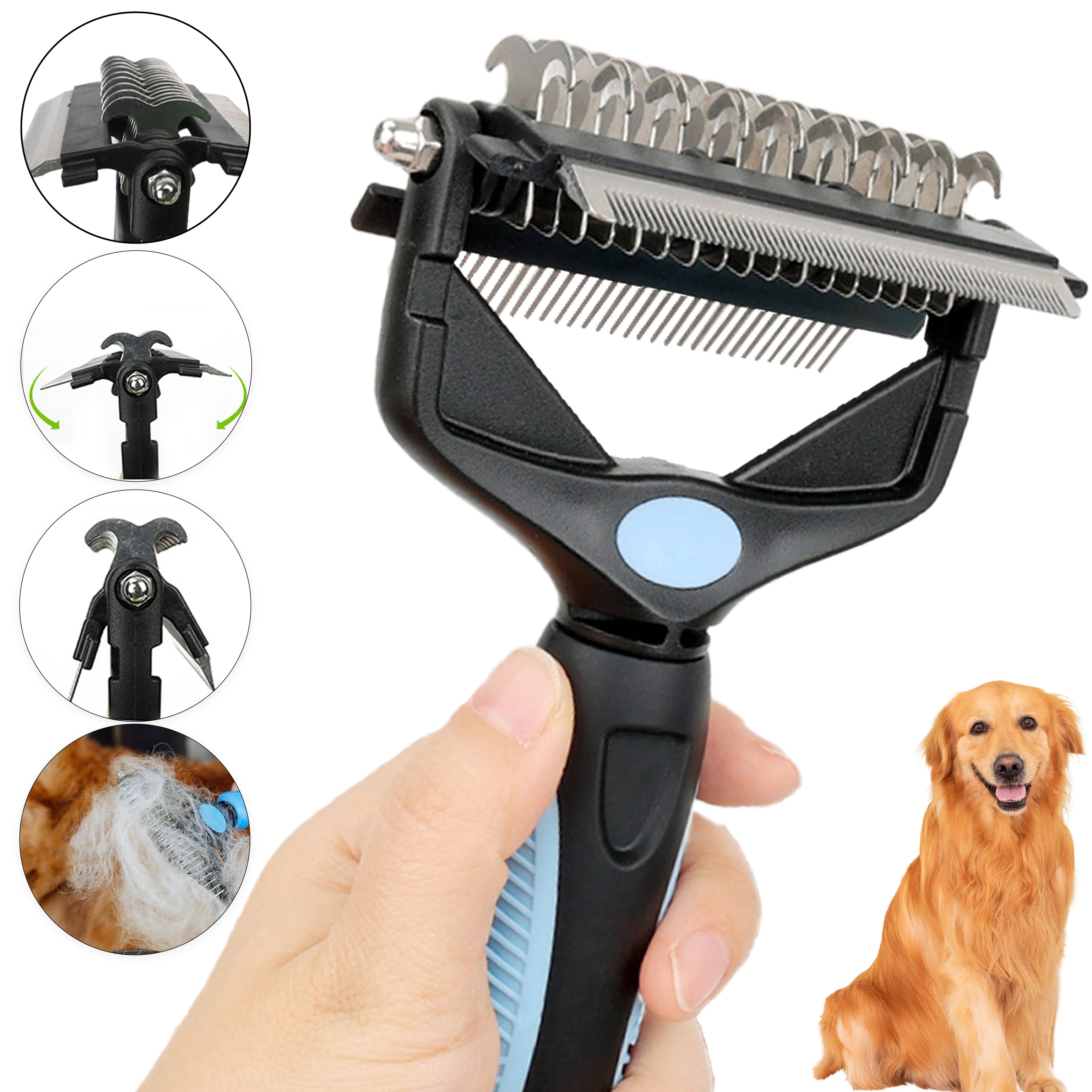 3-in-1 Pro Deshedding Brush — Self-Cleaning Pet Hair Remover & Grooming Comb for Dogs & Cats