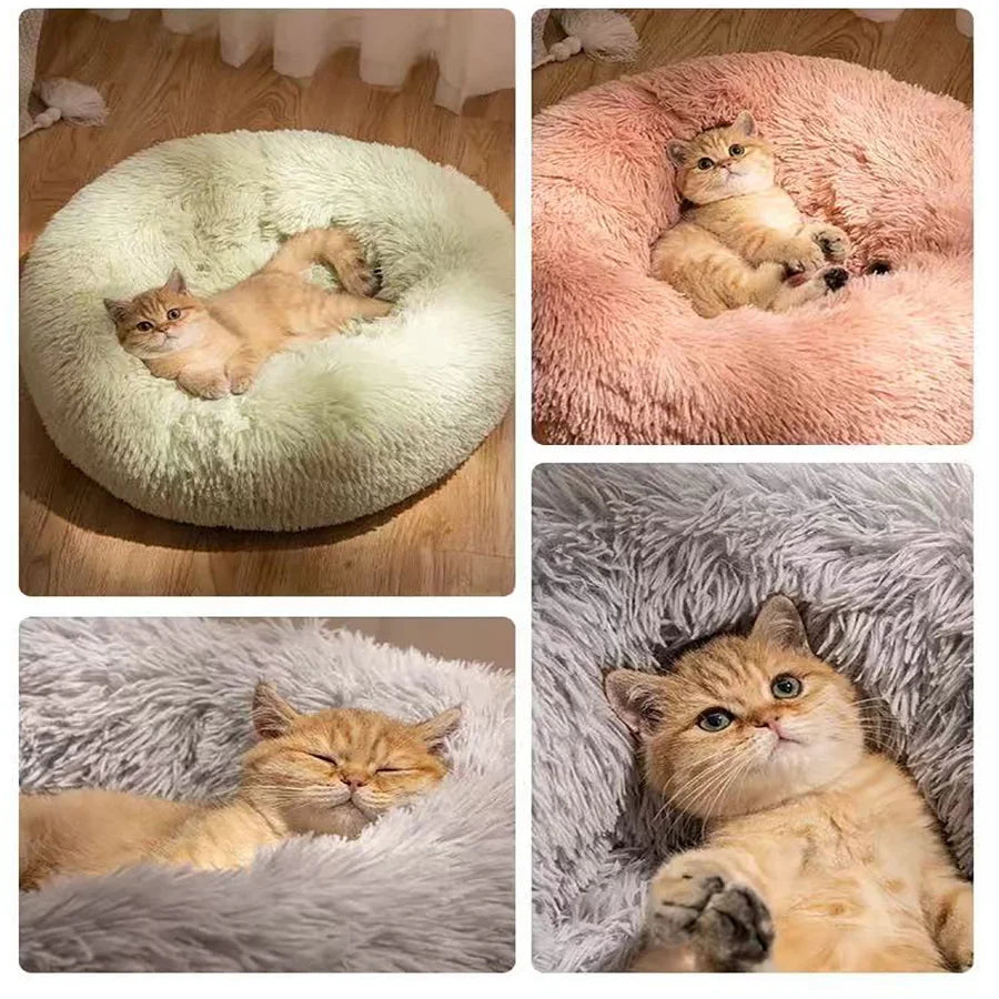 Calming Donut Bed for Dogs & Cats — Anti-Anxiety Fluffy Cloud Pet Bed