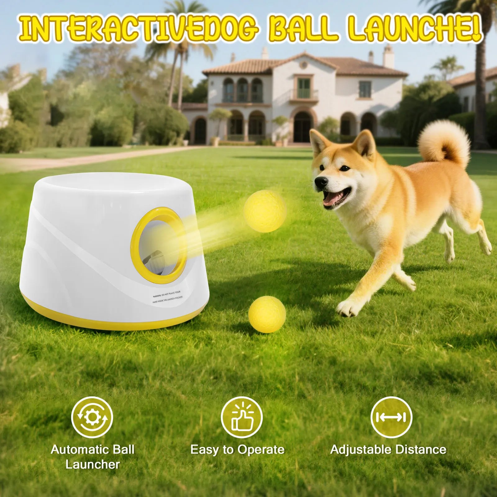 Automatic Dog Ball Launcher — Hands-Free Interactive Fetch Machine with Adjustable Distance