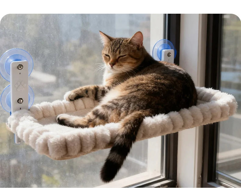 Cat Window Perch Hammock — Plush Suction Cup Bed for Sunny Naps & Bird Watching