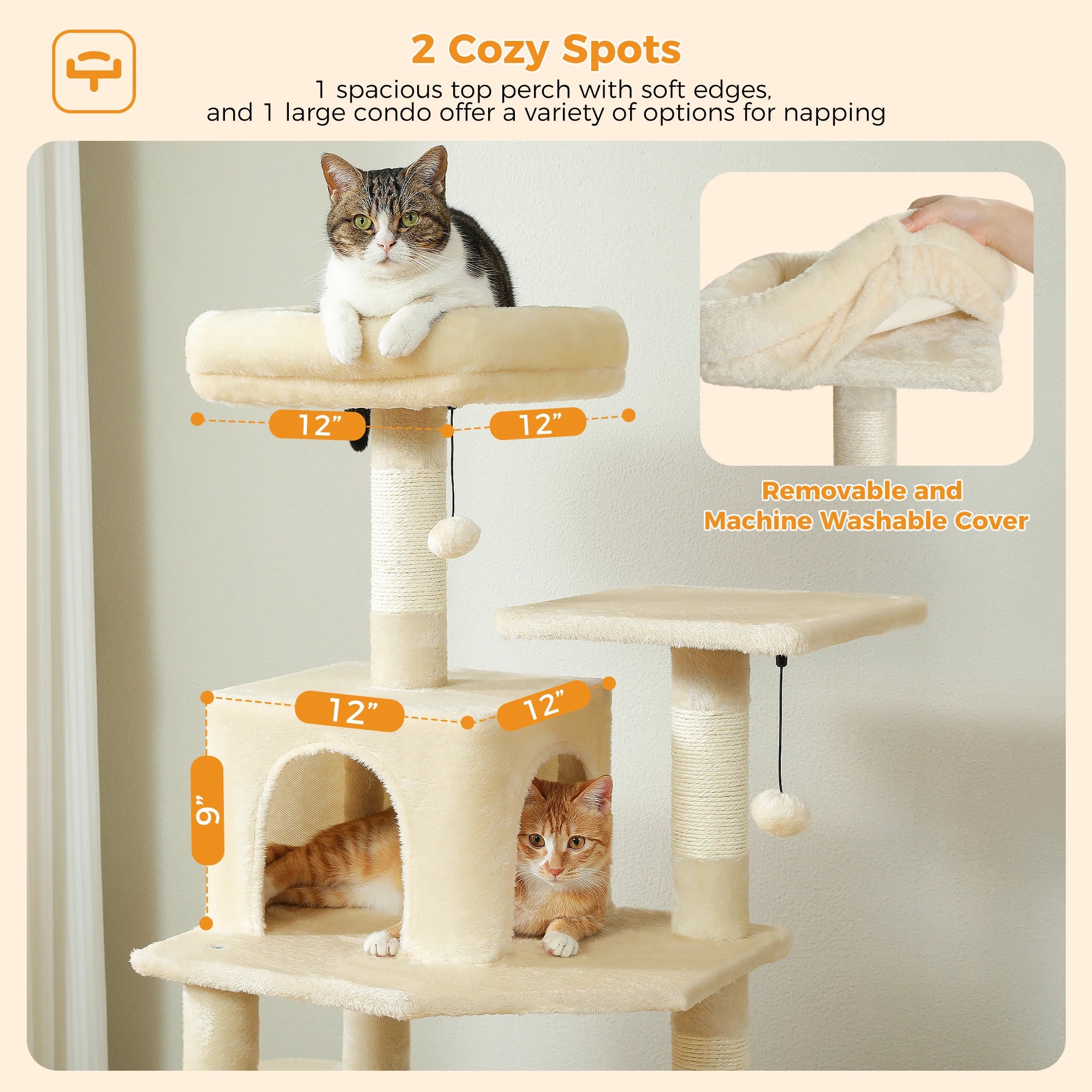 Multi-Level Cat Tree Tower — Premium Sisal Scratching Posts with Cosy Hideaway & Perches (1.36m or 1.84m)