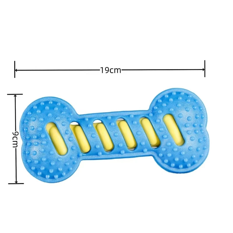 Squeaky Treat Dispenser Bone — Indestructible Rubber Chew Toy with Built-In Squeaker & Snack Pocket for Dogs