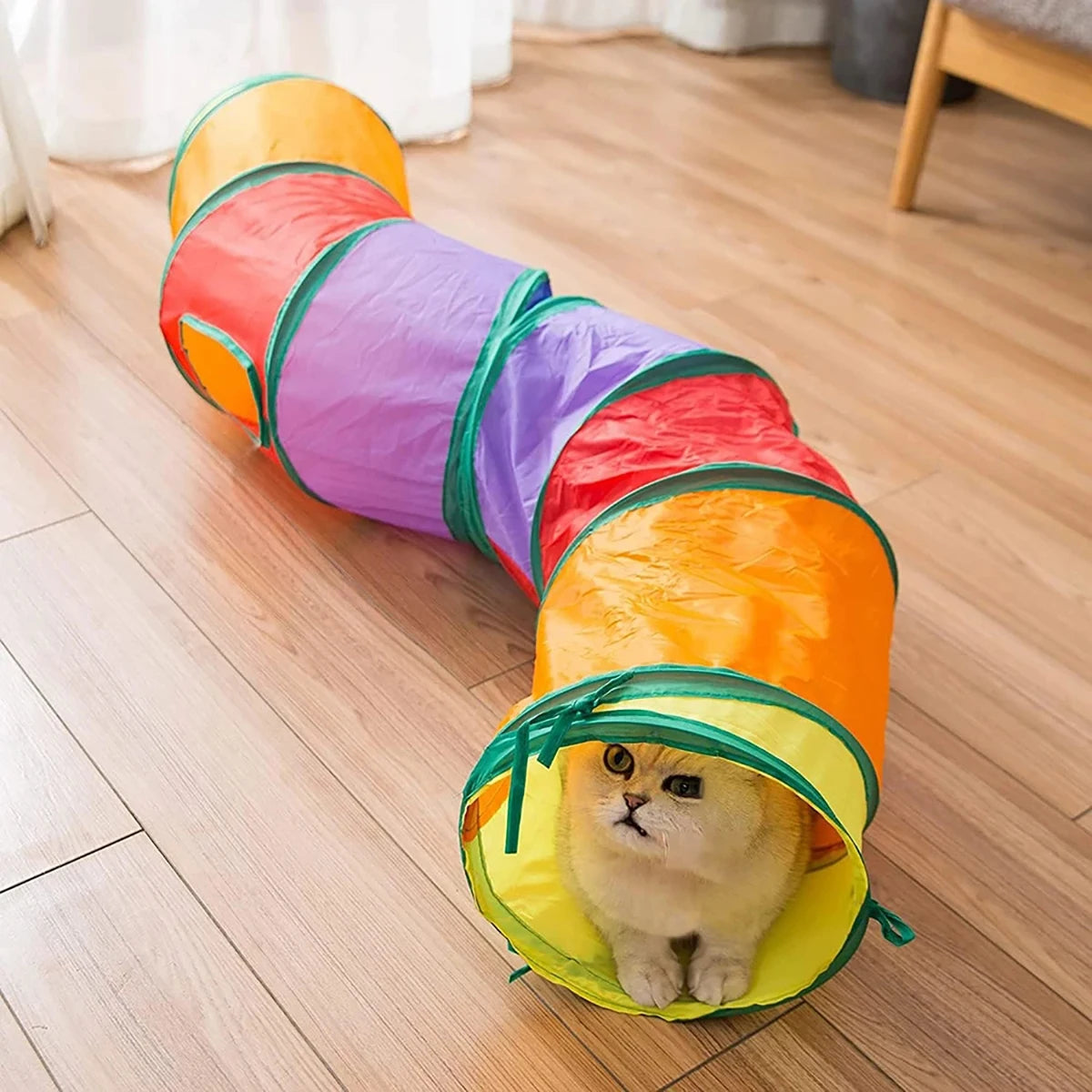Foldable Pet Tunnel — Interactive Crinkle Play Tube for Cats, Kittens & Rabbits