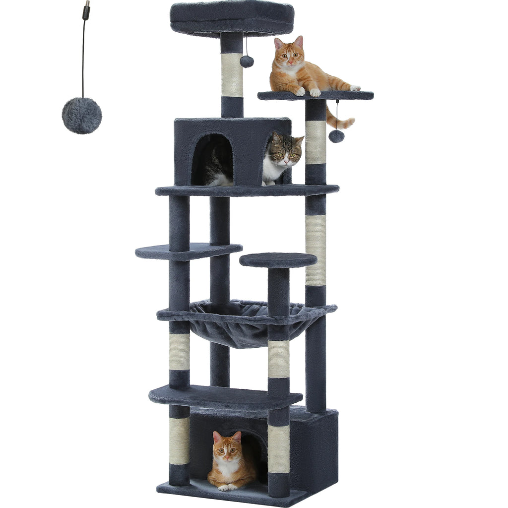 Multi-Level Cat Tree Tower — Premium Sisal Scratching Posts with Cosy Hideaway & Perches (1.36m or 1.84m)