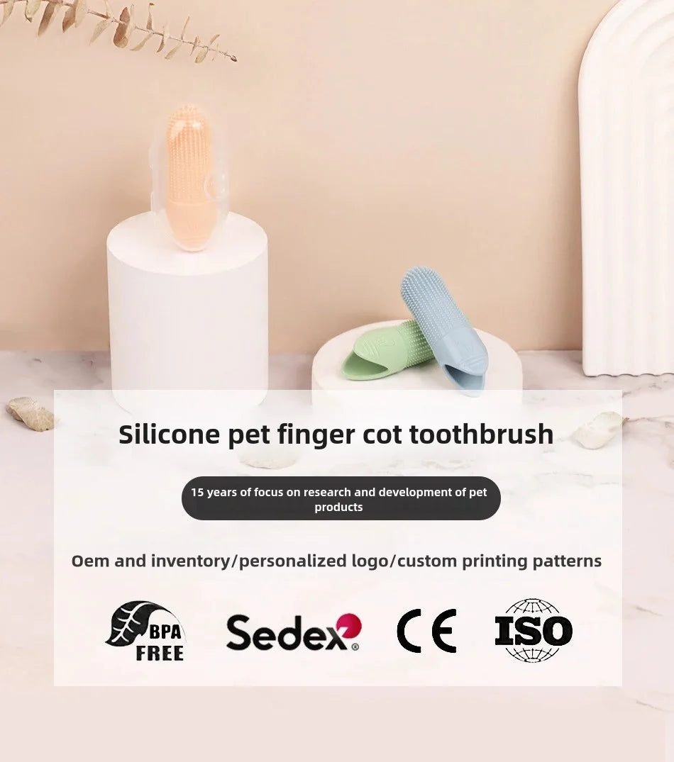 Pet Dental Care Kit — Soft Silicone Finger & Dual-Head Toothbrush for Dogs & Cats