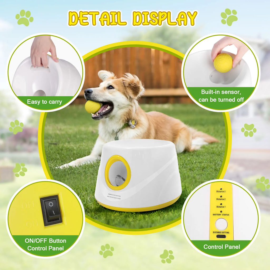 Automatic Dog Ball Launcher — Hands-Free Interactive Fetch Machine with Adjustable Distance