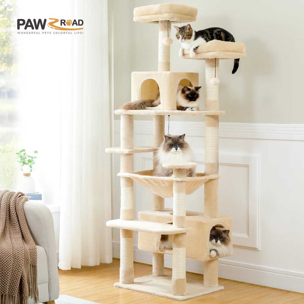 Multi-Level Cat Tree Tower — Premium Sisal Scratching Posts with Cosy Hideaway & Perches (1.36m or 1.84m)