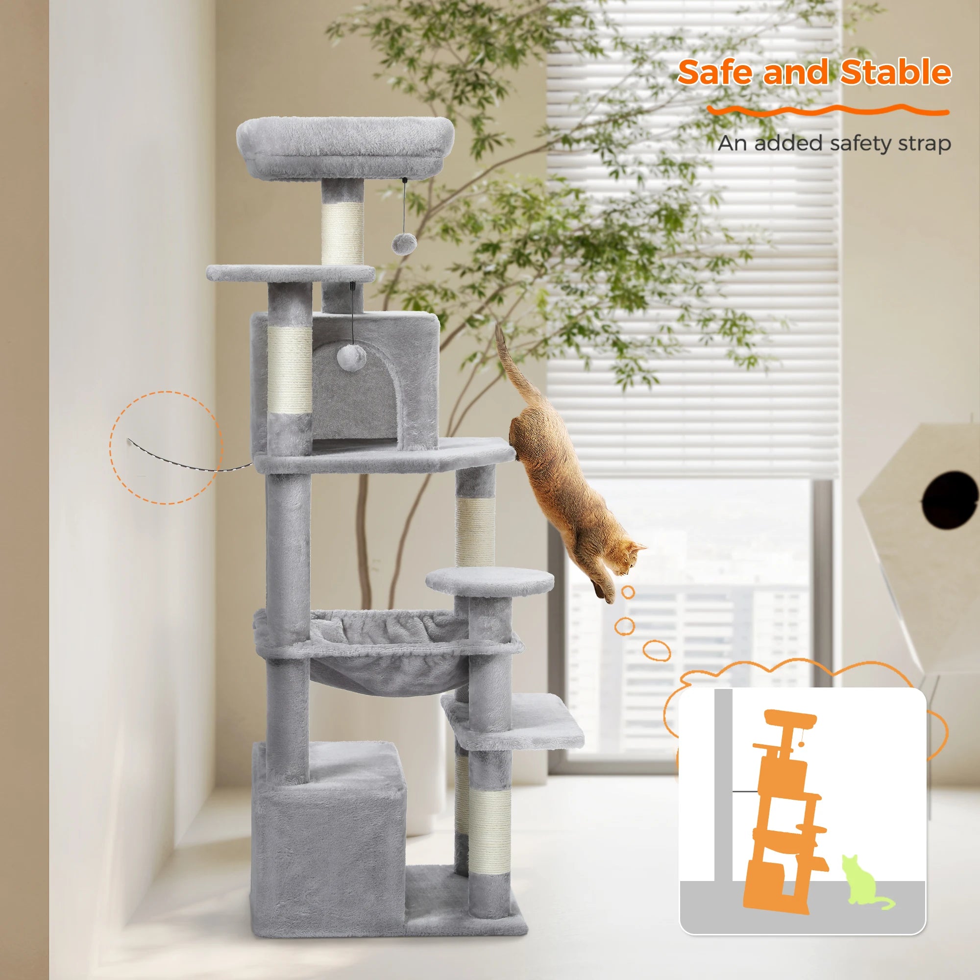 Multi-Level Cat Tree Tower — Premium Sisal Scratching Posts with Cosy Hideaway & Perches (1.36m or 1.84m)