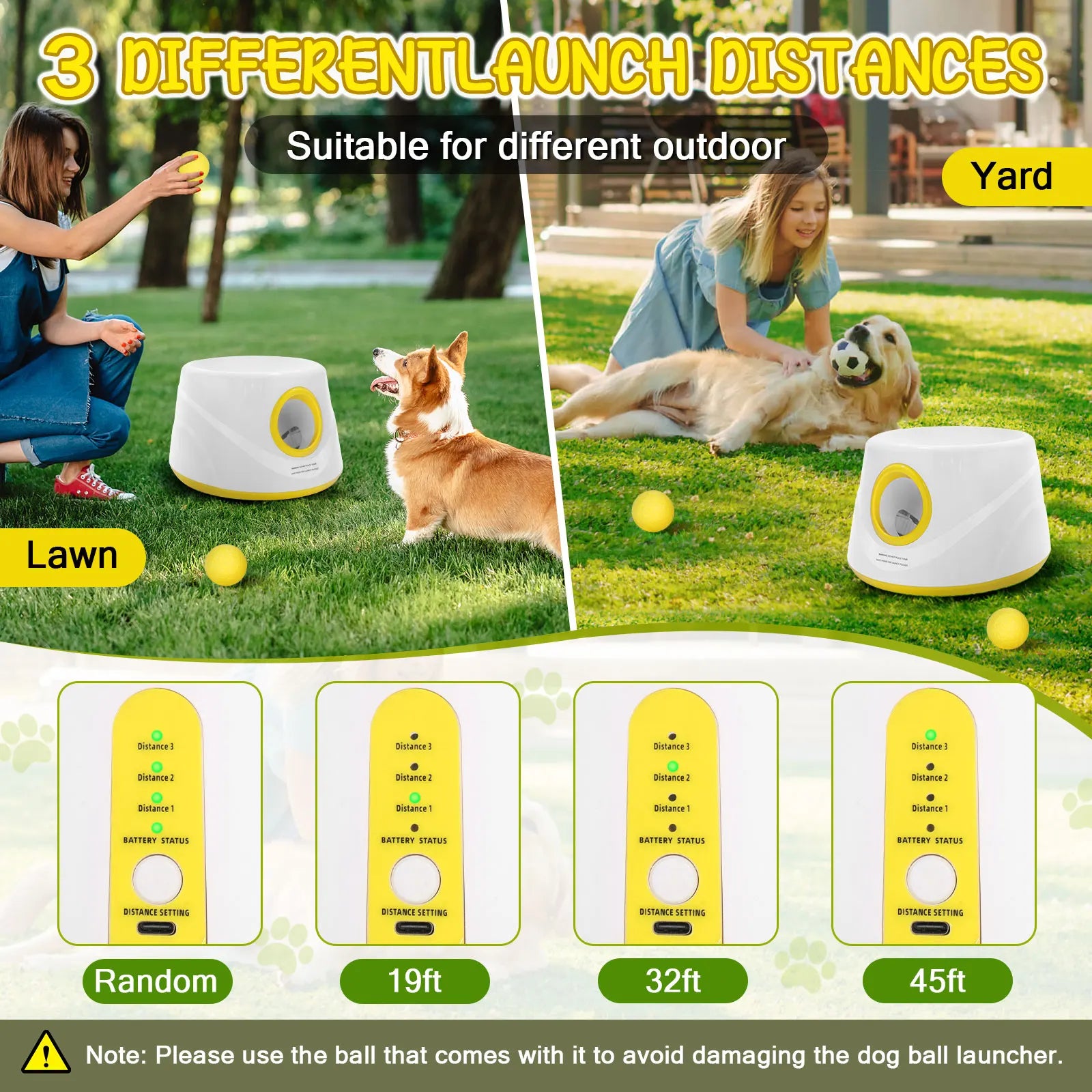 Automatic Dog Ball Launcher — Hands-Free Interactive Fetch Machine with Adjustable Distance
