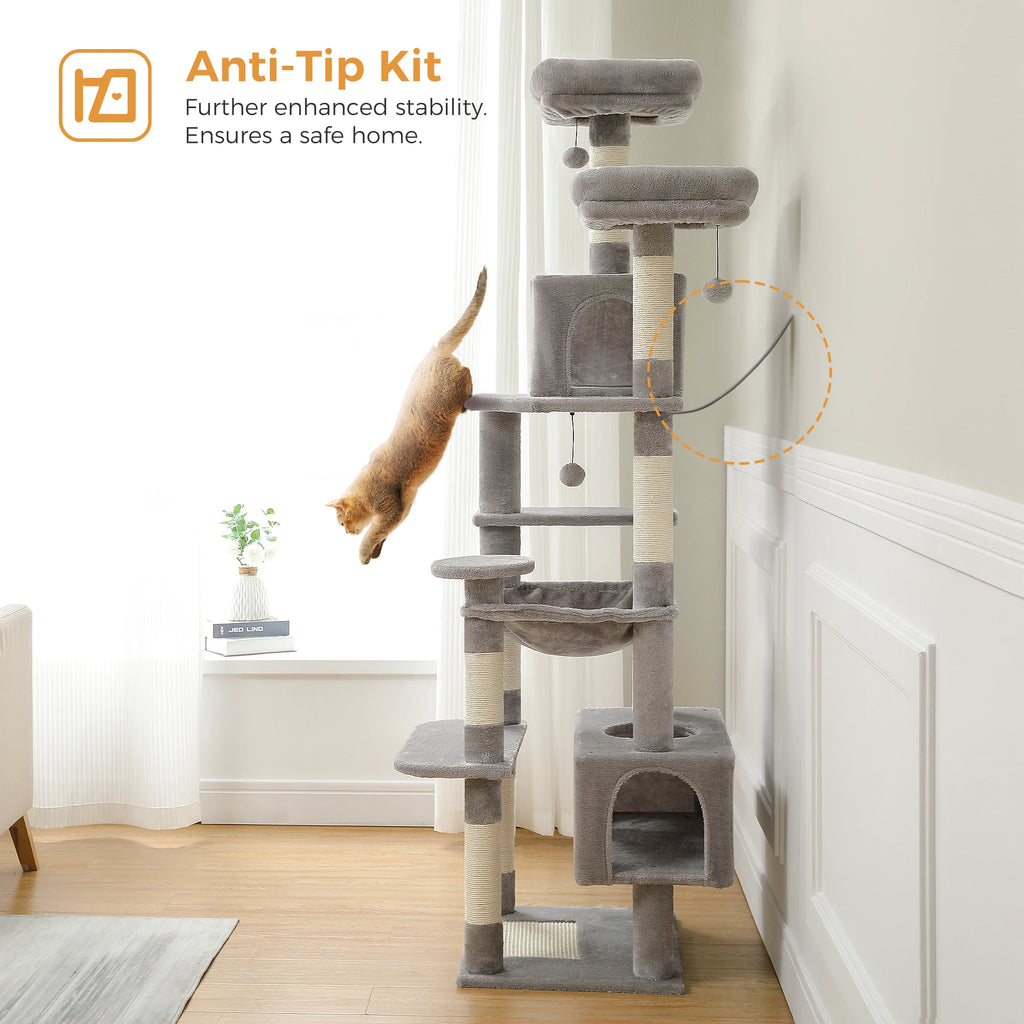 Multi-Level Cat Tree Tower — Premium Sisal Scratching Posts with Cosy Hideaway & Perches (1.36m or 1.84m)