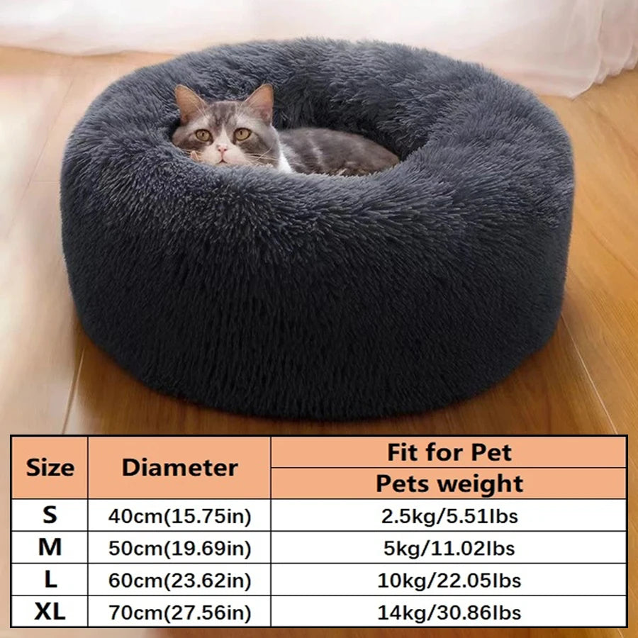 Calming Donut Bed for Dogs & Cats — Anti-Anxiety Fluffy Cloud Pet Bed