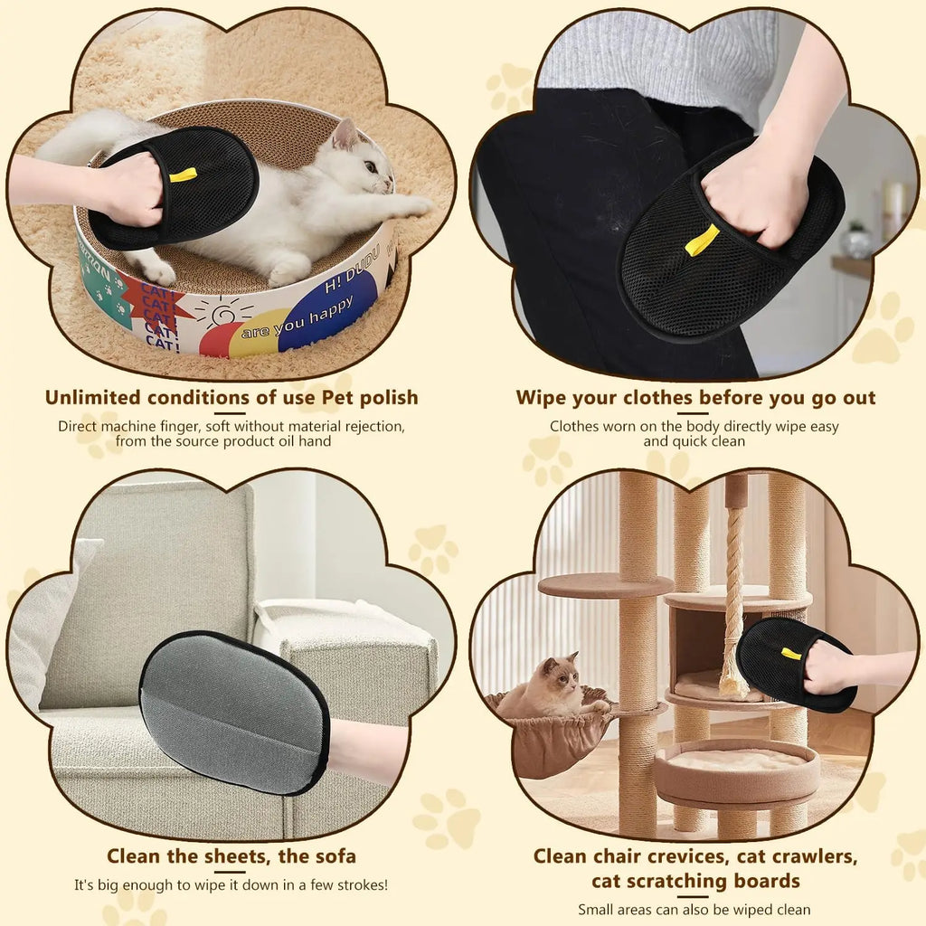 Pet Grooming Glove — Gentle Hair Remover for Dogs, Cats & Long-Haired Pets