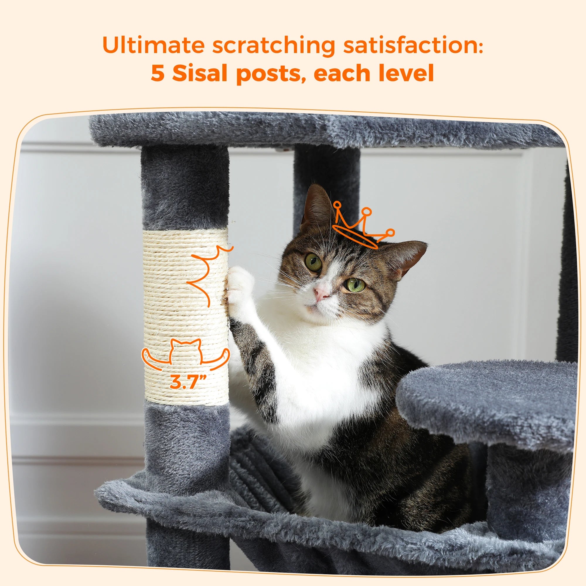 Multi-Level Cat Tree Tower — Premium Sisal Scratching Posts with Cosy Hideaway & Perches (1.36m or 1.84m)