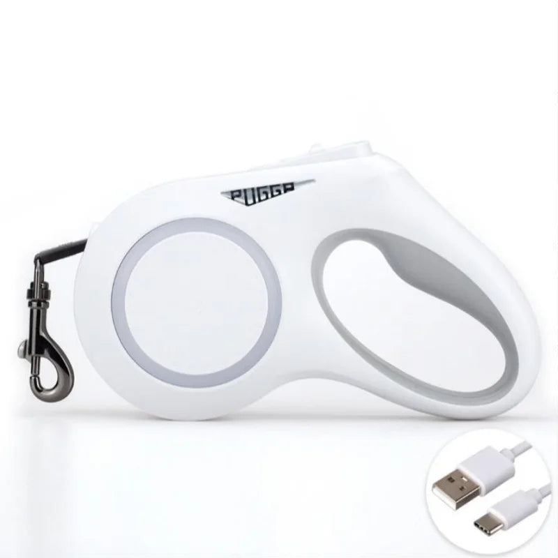 Rechargeable LED Retractable Dog Leash — Bright Light for Safe Night Walks