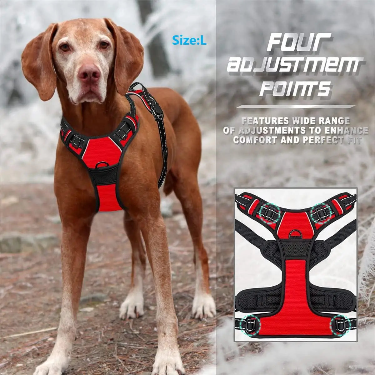 No-Pull Dog Harness — Adjustable Padded Vest with Reflective Strap & Control Handle